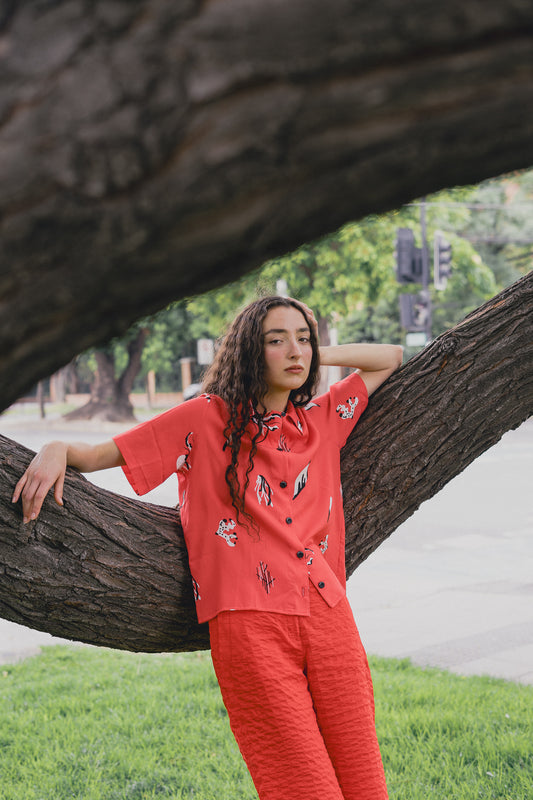 CAMISA GUAYABERA MEDUSAS ROJO